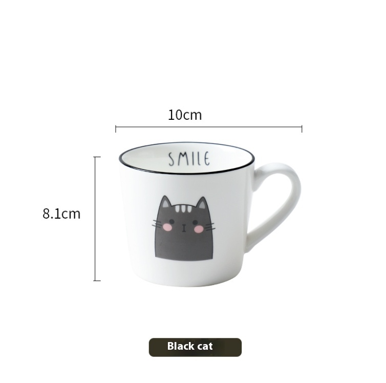 Taza de café de cerámica con leche para desayuno, taza de café creativa con personalidad de pareja, diseño de gato de dibujos animados, utensilios de cocina
