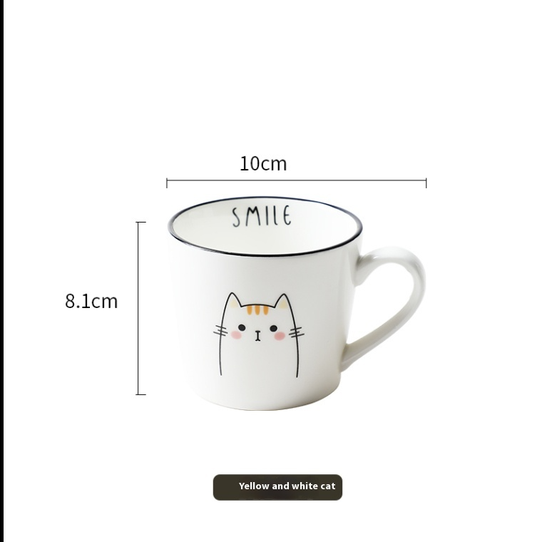 Taza de café de cerámica con leche para desayuno, taza de café creativa con personalidad de pareja, diseño de gato de dibujos animados, utensilios de cocina