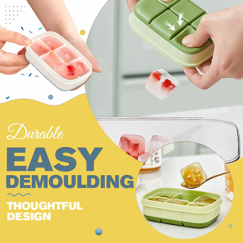 Molde de silicona para cubitos de hielo con tapa DIY, 6 rejillas, fondo suave, molde para cubitos de hielo, bandeja cuadrada para hacer cubitos de hielo de frutas, herramientas de barra de cocina, accesorios