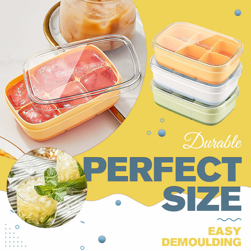 Molde de silicona para cubitos de hielo con tapa DIY, 6 rejillas, fondo suave, molde para cubitos de hielo, bandeja cuadrada para hacer cubitos de hielo de frutas, herramientas de barra de cocina, accesorios