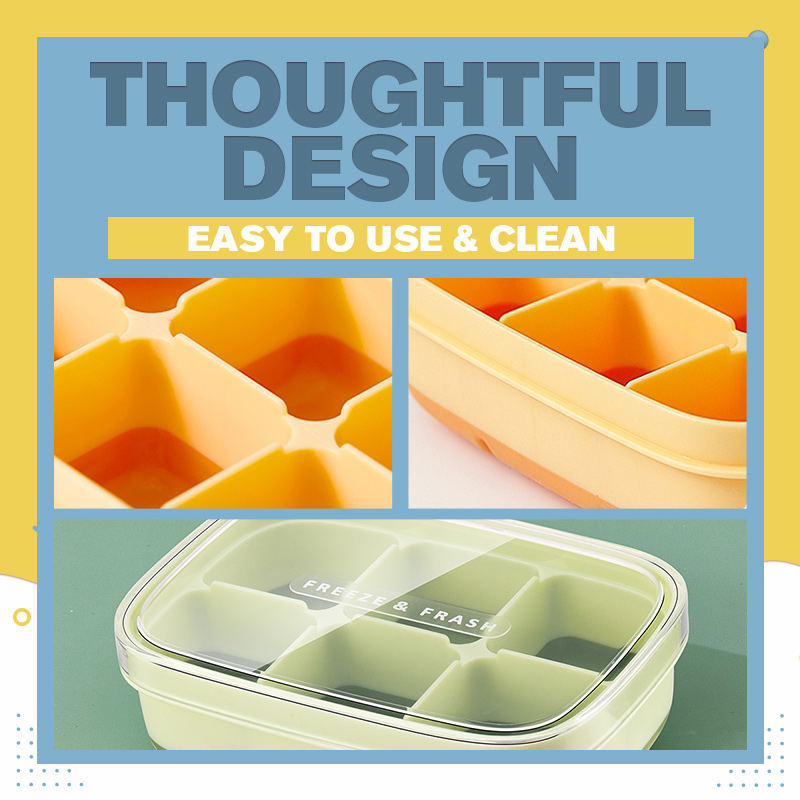 Molde de silicona para cubitos de hielo con tapa DIY, 6 rejillas, fondo suave, molde para cubitos de hielo, bandeja cuadrada para hacer cubitos de hielo de frutas, herramientas de barra de cocina, accesorios