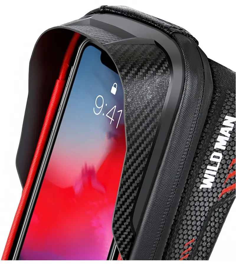 Bolsa delantera para cuadro de bicicleta WILD MAN, impermeable, con funda para teléfono con pantalla táctil, rígida de 17,27 cm, para accesorios de MTB