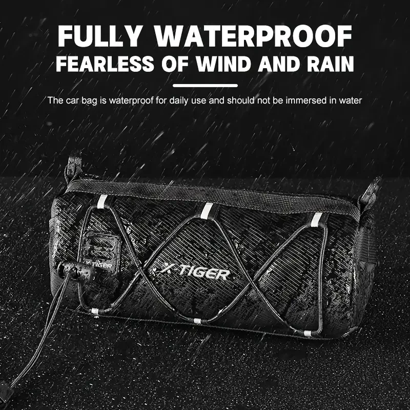 Bolsa de manillar X-TIGER con correa ajustable - Tejido de nailon, mochila frontal impermeable para ciclismo con banda reflectante de seguridad, equipo versátil para exteriores, convertible a mochila de hombro