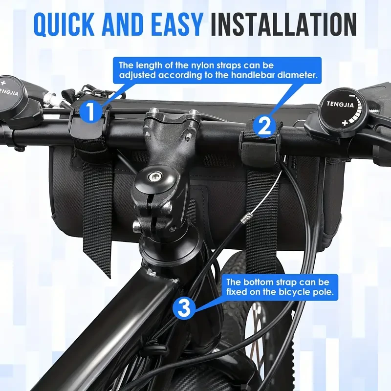 Bolsa impermeable para manillar de bicicleta - Bolsa enrollable con gran área reflectante, bolsa frontal con correa de hombro impermeable con cremallera para ciclismo (2 l)