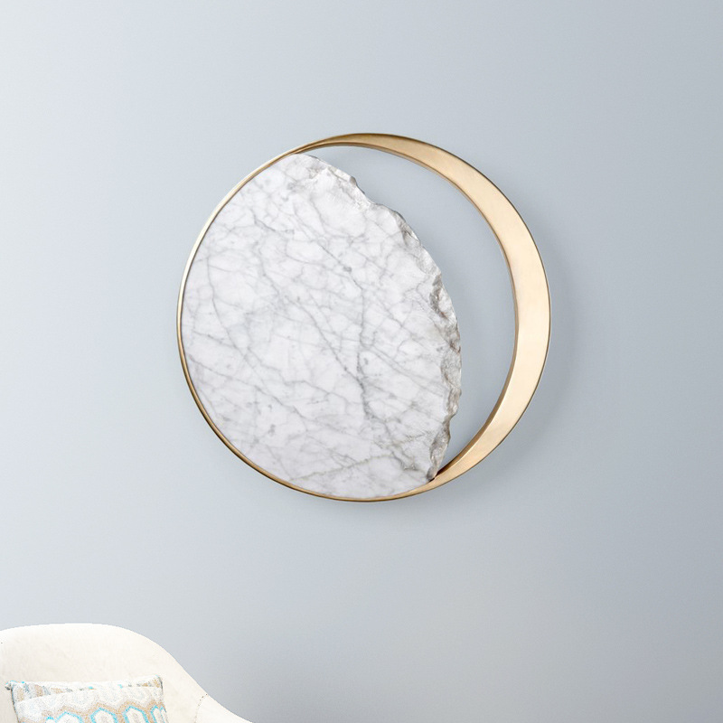 Lámpara de pared LED de mármol para mesita de noche, diseño artístico creativo, aplique de pared Eclipse, iluminación
