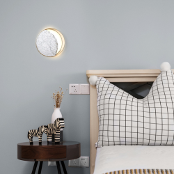 Lámpara de pared LED de mármol para mesita de noche, diseño artístico creativo, aplique de pared Eclipse, iluminación