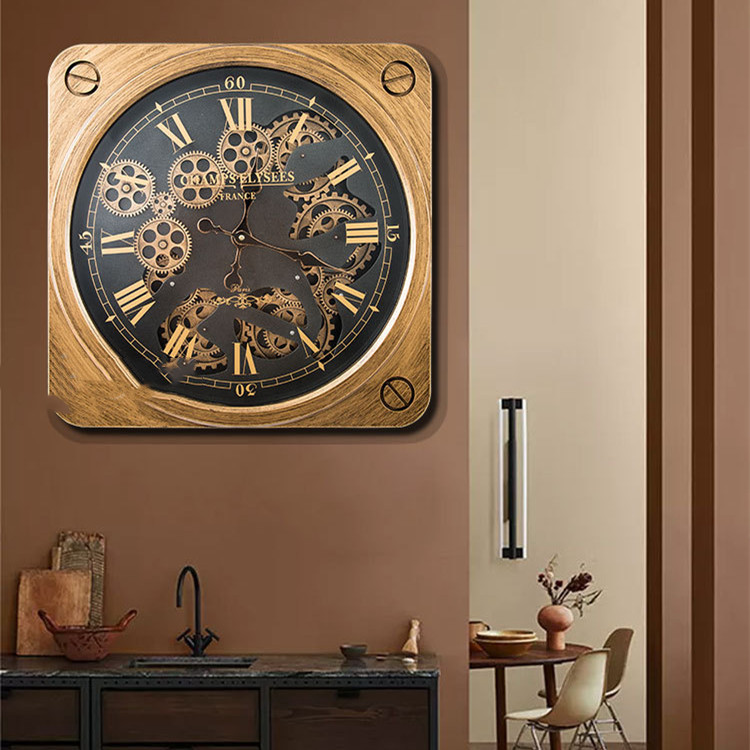 Reloj de pared vintage de plástico con engranajes de arte creativo americano