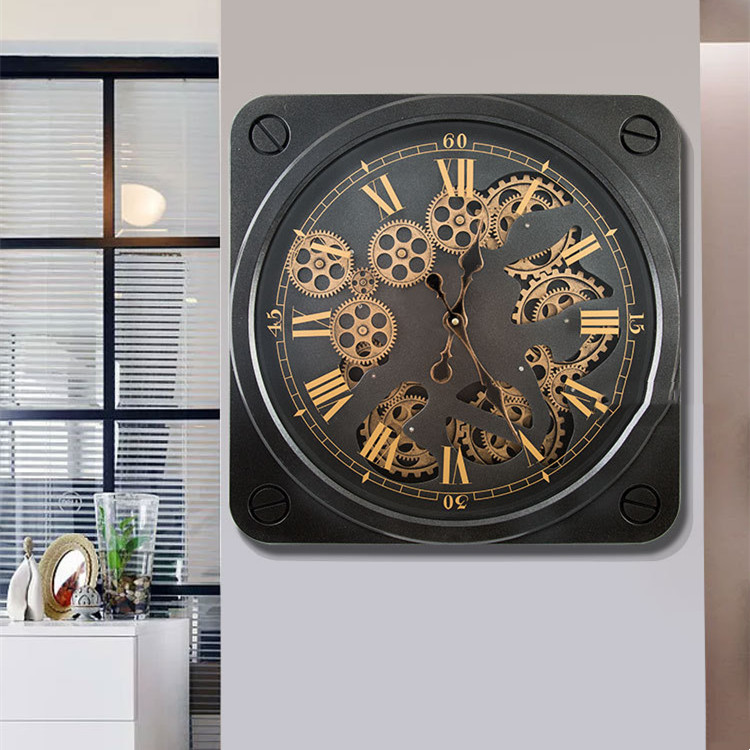 Reloj de pared vintage de plástico con engranajes de arte creativo americano