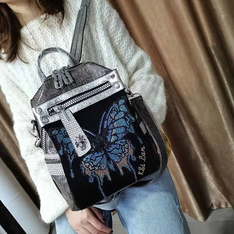 Nuevo bolso de hombro con mariposa y delicados diamantes de imitación