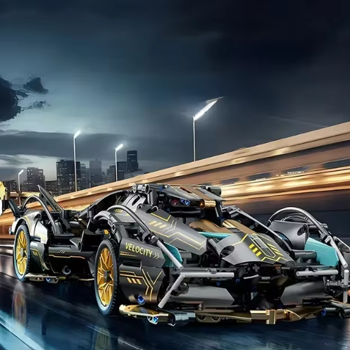 2024 Black V12 Block Roadster RC Tech Racer 1:14DIY Roadster ensamblaje de bloques de construcción Bloque de coche de juguete regalo de cumpleaños 1280 gránulos