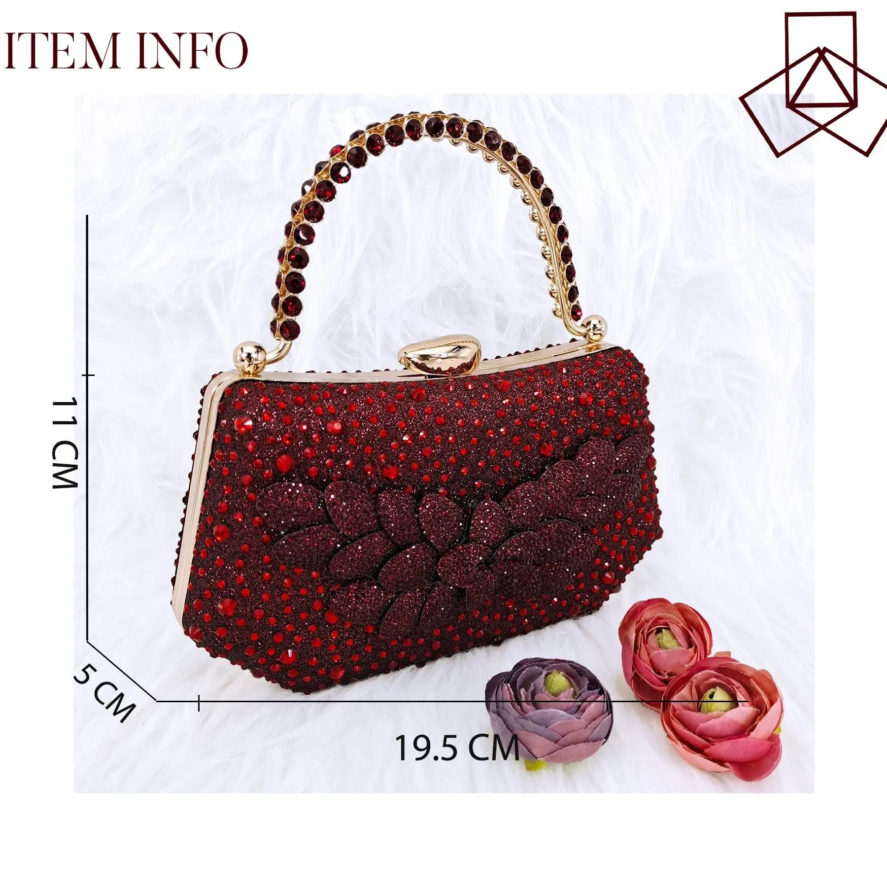 Conjunto de zapatos y bolsos de fiesta para damas transfronterizos, hechos a mano, con hojas decorativas y copas de vino.