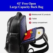 Bopai 851 019811 Mochila de cuero impermeable antirrobo de gran capacidad para computadora portátil.