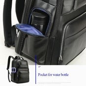 Bopai 851 019811 Mochila de cuero impermeable antirrobo de gran capacidad para computadora portátil.