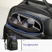 Bopai 851 019811 Mochila de cuero impermeable antirrobo de gran capacidad para computadora portátil.