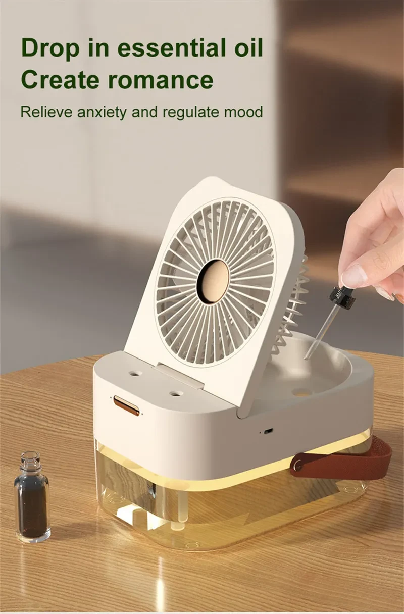 Ventilador portátil con humidificador y pulverizador
