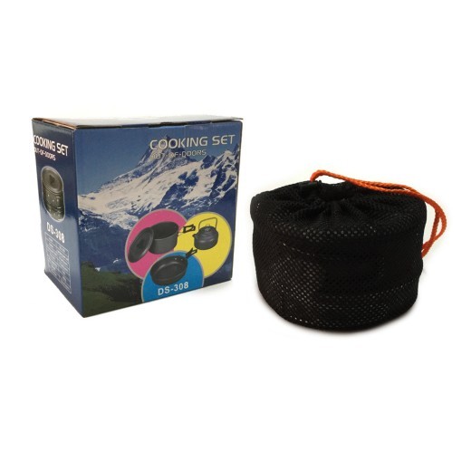 Juego de utensilios de cocina para acampar al aire libre con olla de alúmina, venta al por mayor, disponible en stock