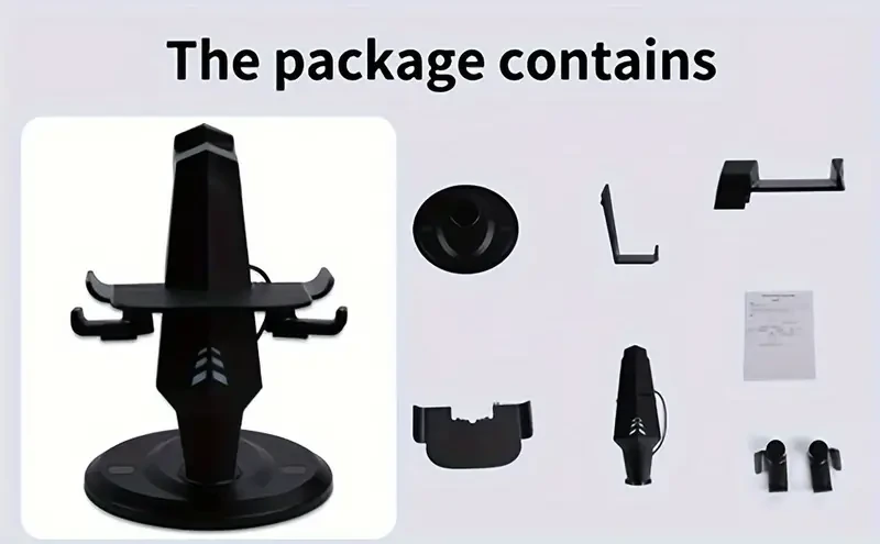 Soporte de carga para accesorios Oculus Quest 2 con indicador LED, organizador de controladores Oculus y soporte para cable/auriculares. Soporte para accesorios Quest 2 que permite cargar auriculares con cable tipo C. Soporte para controladores VR.