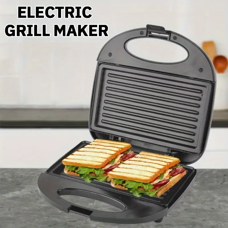 Sandwichera eléctrica de 2 rebanadas, mini parrilla casera para carnes y hamburguesas, forma cuadrada, control de temperatura independiente, calentamiento rápido, control térmico inteligente, operación con botón pulsador, potencia de 1000 W, voltaje de 11