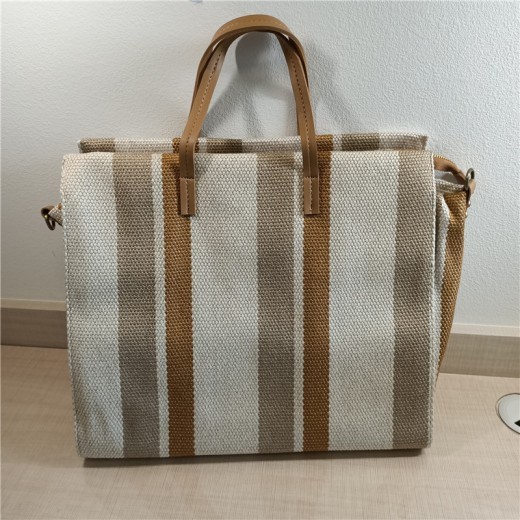 Bolso bandolera de lona a rayas de un solo hombro para estudiantes, bolso bandolera portátil de moda para damas.