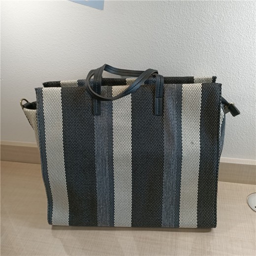 Bolso bandolera de lona a rayas de un solo hombro para estudiantes, bolso bandolera portátil de moda para damas.