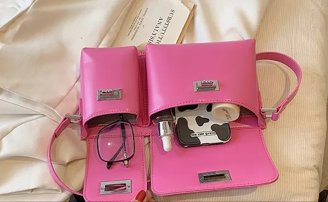 Bolso bandolera retro con doble bolsillo y diseño axilar para mujer