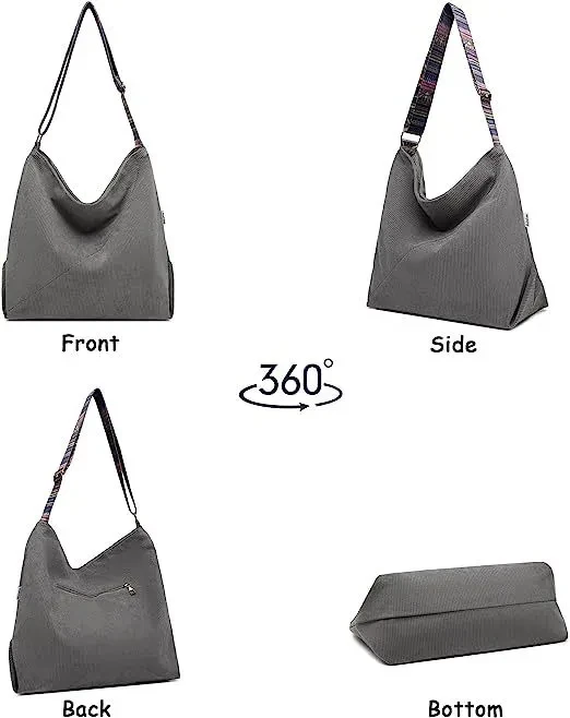 Bolso bandolera grande de pana estilo retro estilo hobo para mujer