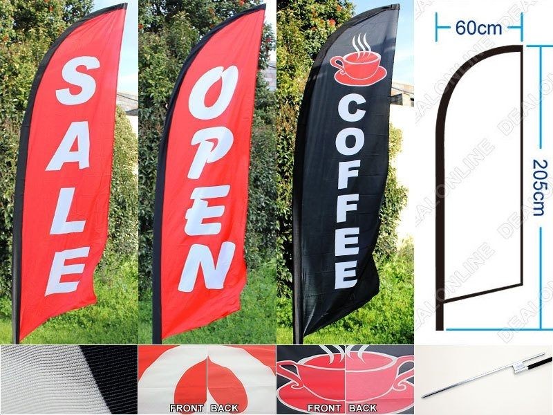 Juego de brocas para banderas de plumas de doble cara de 3 m (ABIERTO/CAFÉ/VENTA)