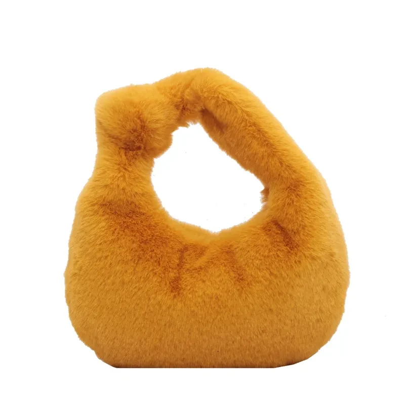 Bolso de mano de felpa de un solo hombro en color liso