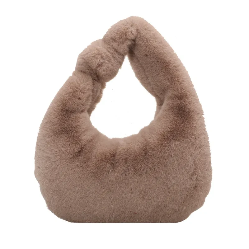 Bolso de mano de felpa de un solo hombro en color liso
