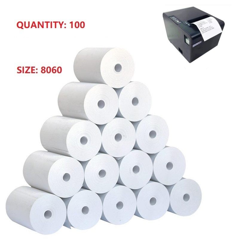 Rollos de papel térmico para recibos de 80 mm x 58 mm (120 rollos)