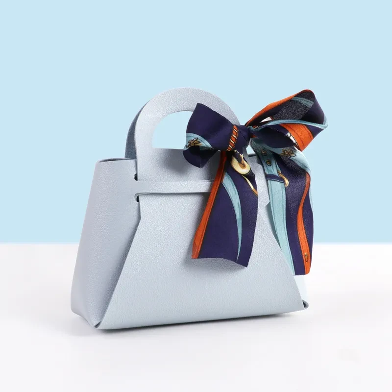 Caja de dulces de cuero minimalista moderna con cinta