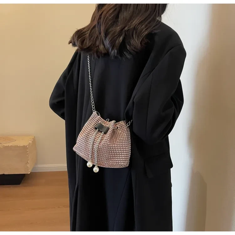 Bolso bandolera con diamantes de imitación para mujer