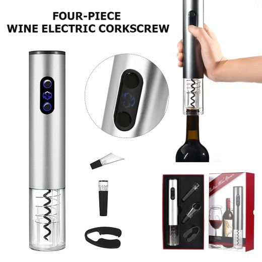Kit de accesorios para vino tinto, abridor de vino eléctrico, cortador, tapón de vacío, aireador y vertedor de vino.