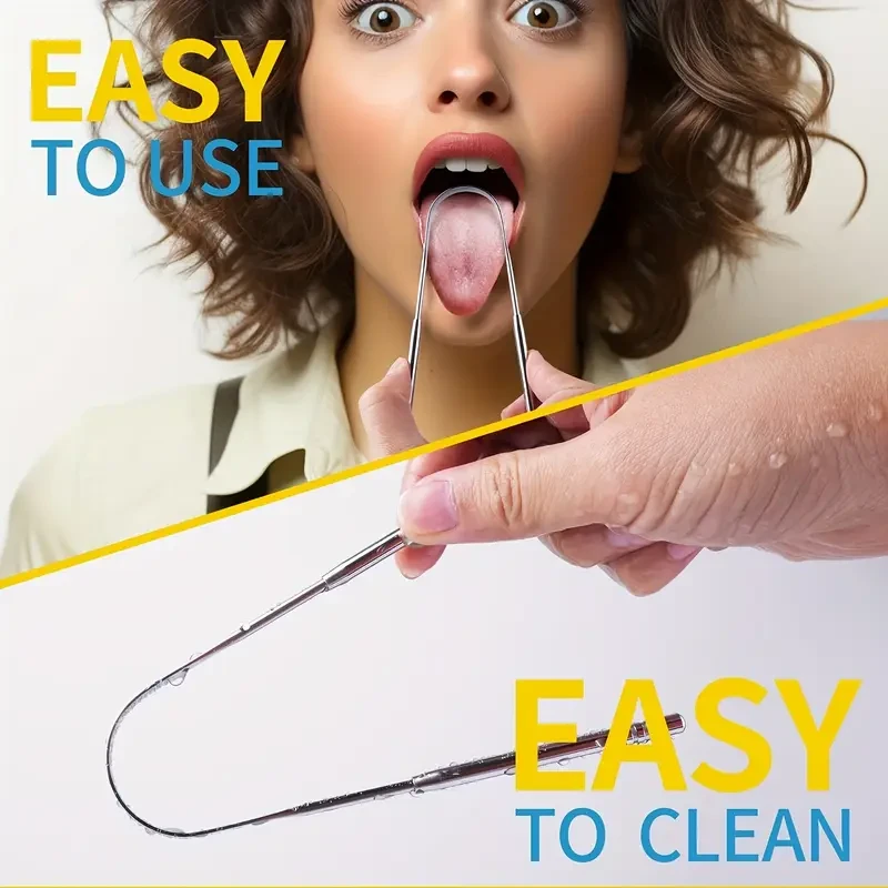 Raspador de lengua de acero inoxidable (paquete de 1, 2, 3 o 4 unidades), hipoalergénico.