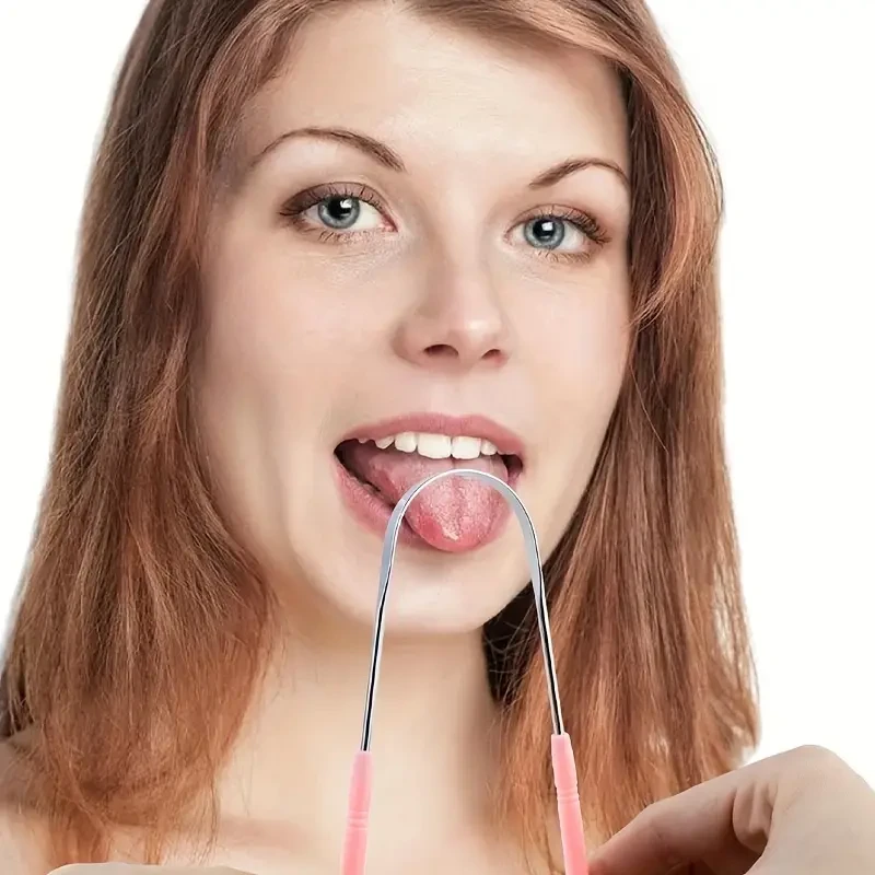 1 raspador de lengua de acero inoxidable con mango de agarre cómodo.