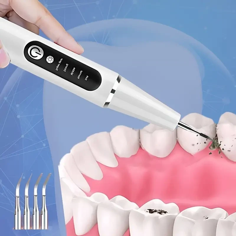 Kit de limpieza dental LED recargable con 4 cabezales intercambiables