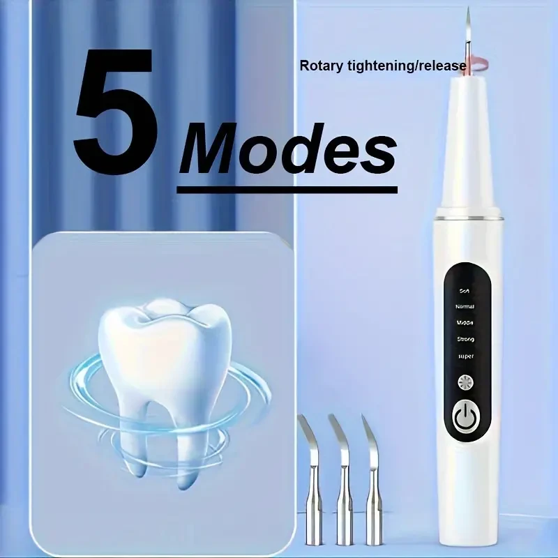 Kit de limpieza dental LED recargable con 4 cabezales intercambiables