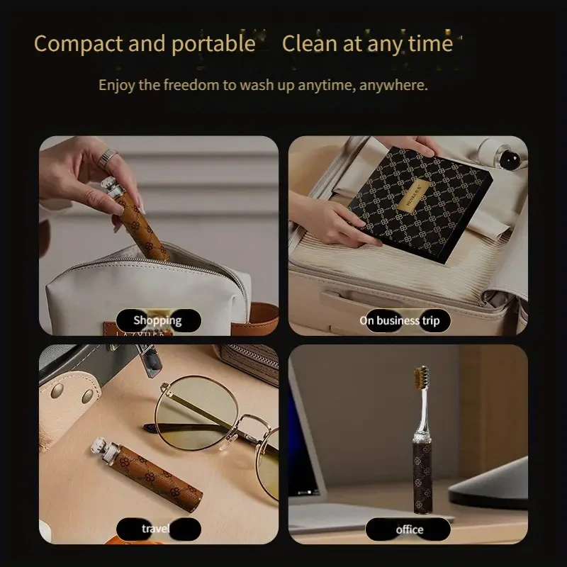 Paquete de 4 cepillos de dientes de lujo con cuero texturizado