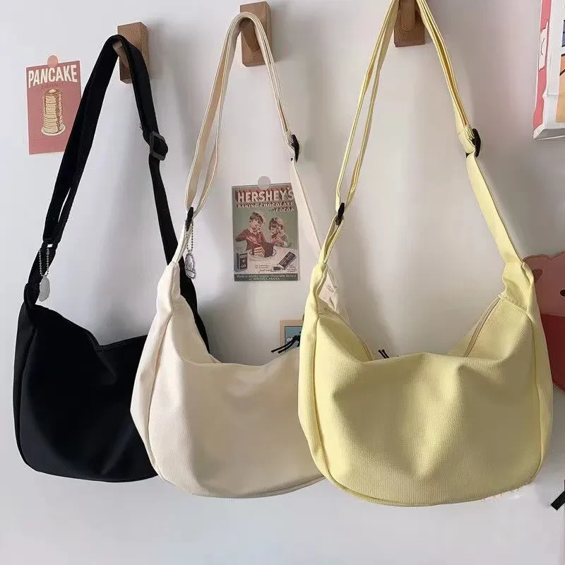 Bolso bandolera de moda para mujer, estilo japonés sencillo, combinable con todo, en color caramelo.