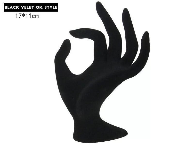 Maniquí femenino con brazo, base para exhibición, guantes y joyería, color negro - TERCIOPELO