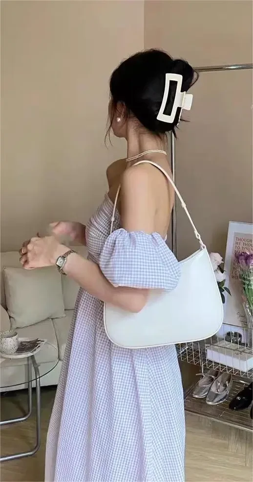 Bolso de mano para mujer de piel auténtica, sencillo y de alta calidad.