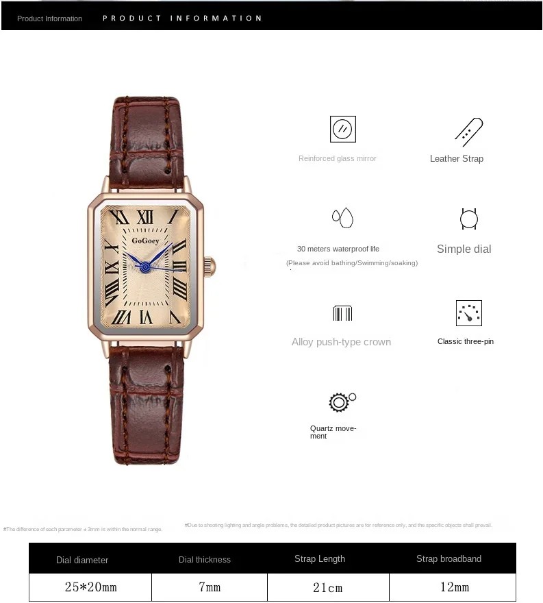 Reloj de cuarzo para mujer con correa de cuero