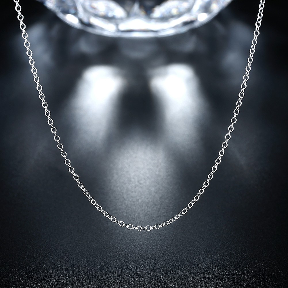 Collar de cadena circular de 1 mm con dijes de plata de ley 925