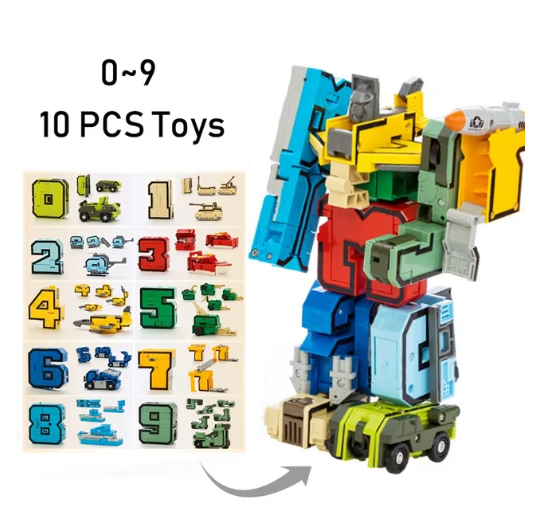 Bloques de construcción para ensamblar, juguetes educativos, figuras de acción, transformación, robot de deformación numérica, juguete para niños