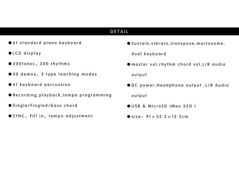 ÓRGANO ELECTRÓNICO MULTIFUNCIONAL DE 61 TECLAS PIANO