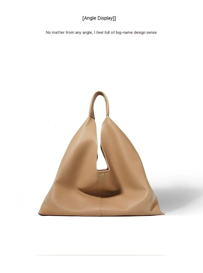 Bolso de mano de cuero para mujer, estilo informal, bolso de hombro de cuero suave