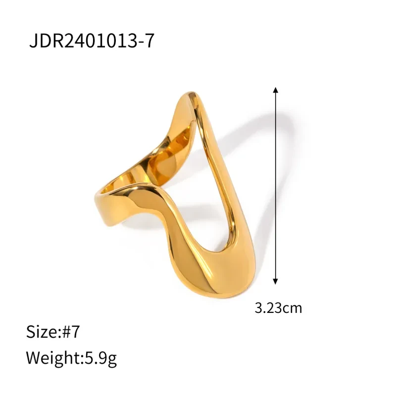 Anillo minimalista irregular de acero inoxidable y oro de 18 quilates