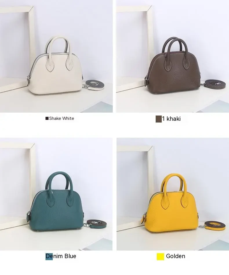 Bolso bandolera sencillo de piel auténtica para mujer
