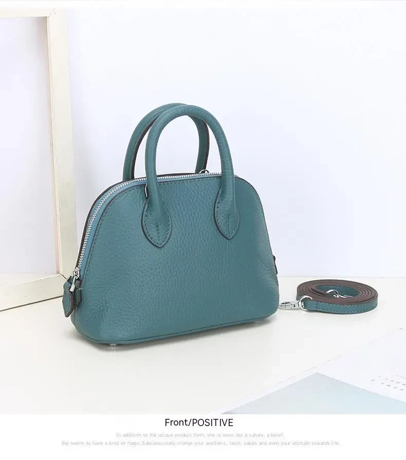 Bolso bandolera sencillo de piel auténtica para mujer