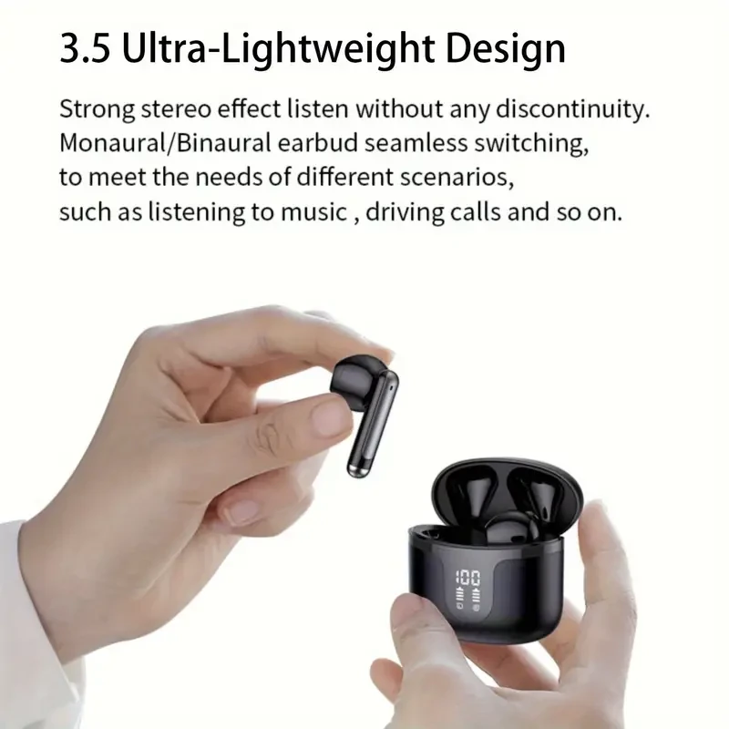 Auriculares inalámbricos, altavoz de 13 mm, micrófono con cancelación de ruido integrado, estuche de carga rápida tipo C, aptos para iPhone/Android.